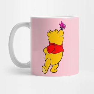 Yellow Bear with Awareness Ribbon Butterfly (Pink) Mug